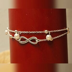 Multi Strand Chain Pearls Balls Infinity 8 Anklet Stainless Steel Ankle Bracelet